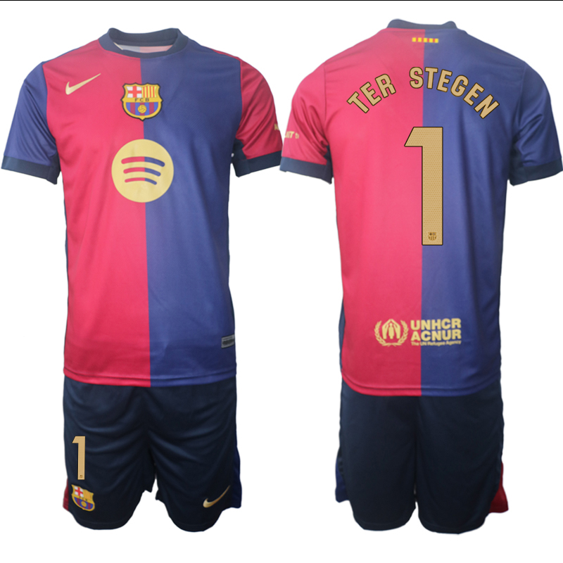 Men 2024-2025 Club Barcelona home Red blue #1 Soccer Jersey->barcelona jersey->Soccer Club Jersey